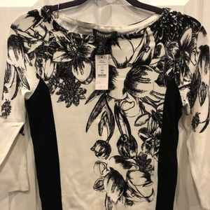 NWT white and white floral sweater